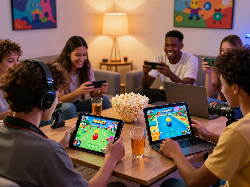 Engaging group gaming session featuring players logged into ggsoft for Bounce Ball enjoyment.